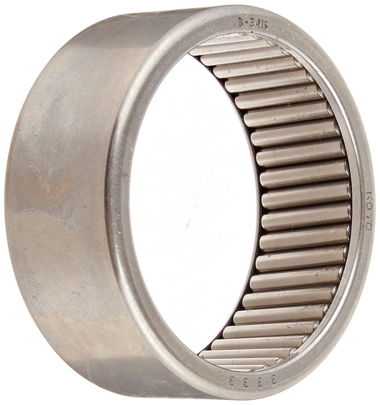 Koyo B-3416 Needle Roller Bearing, Full Complement Drawn Cup, Open, Inch, 2-1/8" ID, 2-1/2" OD, 1" Width, 3100rpm Maximum Rotational Speed