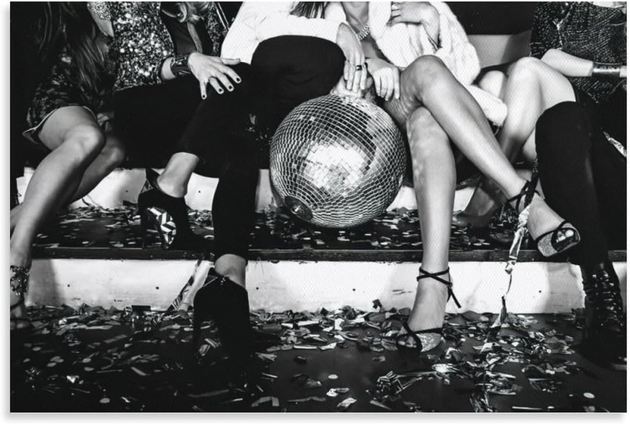 Black And White Disco Lounge Mönchengladbach Amazon.com: LLK Vintage Art Wall Friends Enjoying Party At Night Club