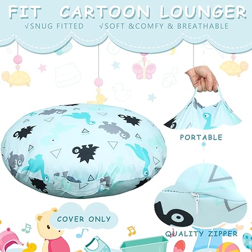 Miniatura 3 de 4 piezas de dinosaurio recién nacido, funda extraíble para tumbona de bebé, funda cómoda y transpirable para tumbona de recién nacido (almohada de