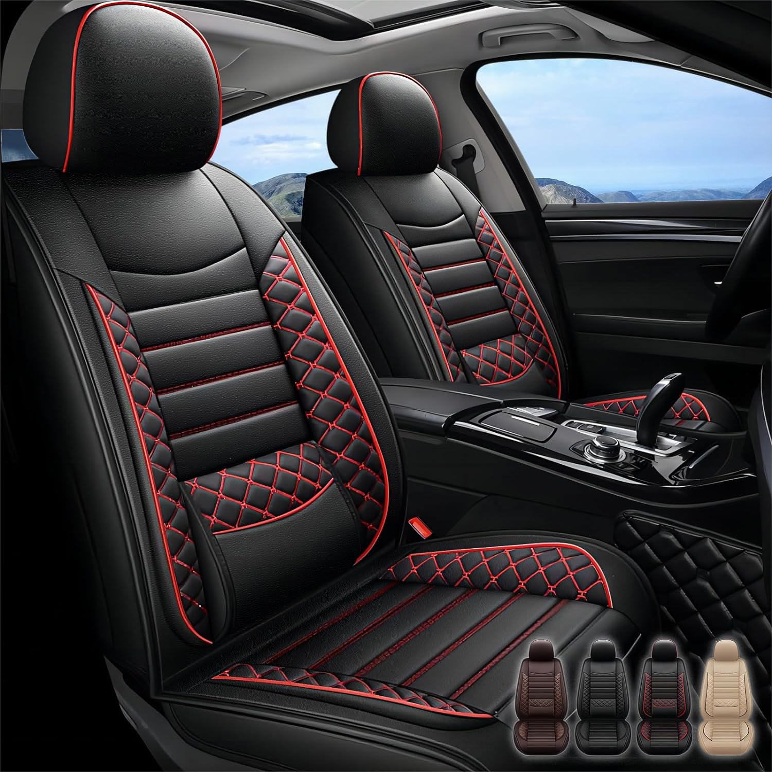 WQCXYHW Full Set Seat Covers (Red Black)
