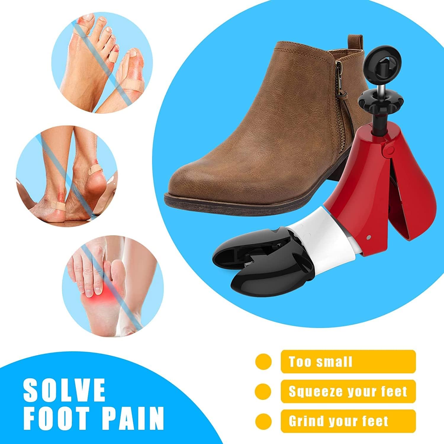 Cowboy Boot Stretchers for Men Women, Adjustable Spin Shoe Stretcher Widener Stretch for Wide Feets Shoe Trees