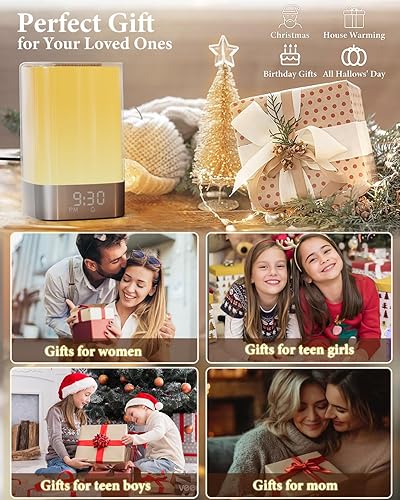 Miniatura 8 de Máquina de sonido blanco con 32 sonidos relajantes, altavoz Bluetooth, relojes despertadores para dormitorios con luz de despertador, luz nocturna