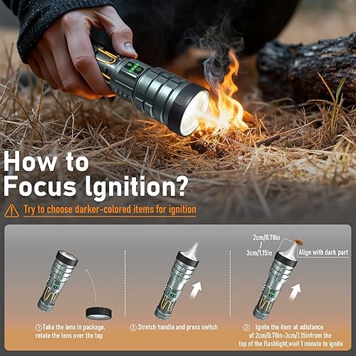 Miniatura 3 de Linterna recargable de 11 modos de linterna táctica para acampar con luces de emergencia rojo-azul, 10000 lúmenes 3 en 1 luz de campamento portátil