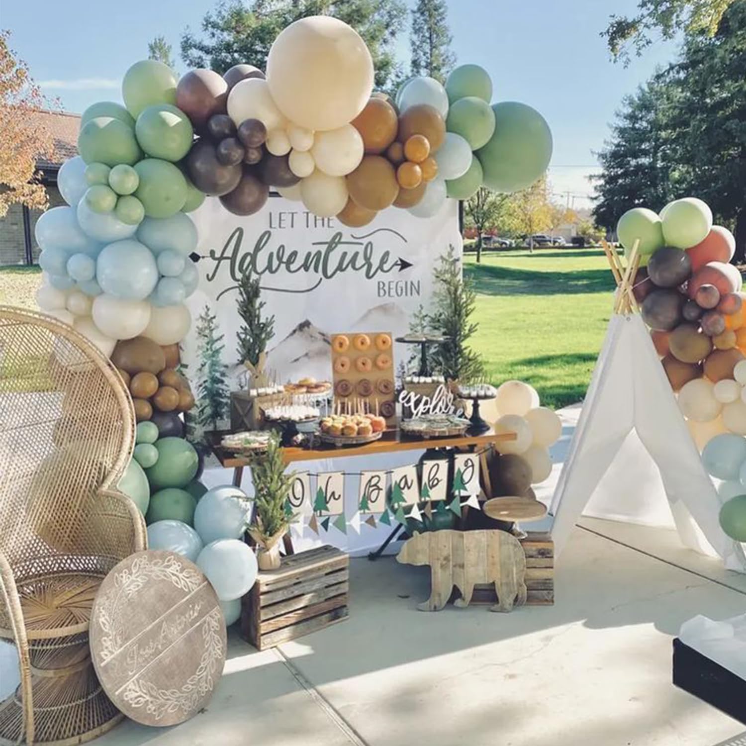 Balloon Baby Boy Camping Themed Baby Shower One Happy Camper