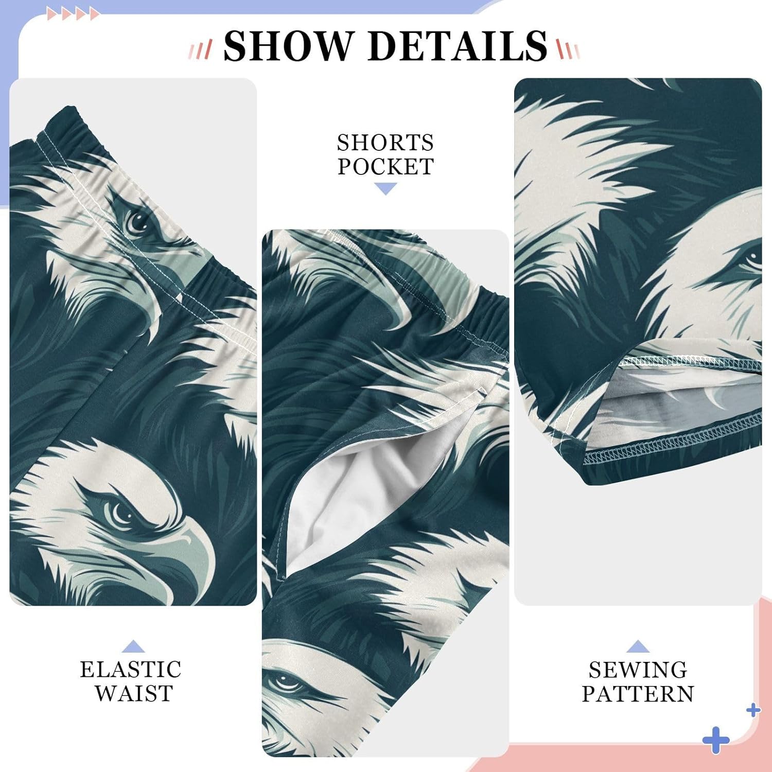 Eagles Head Pajama Pants PJ Bottoms Lounge Sleep Pant Sleepwear Elastic Waist Pockets - Image 4