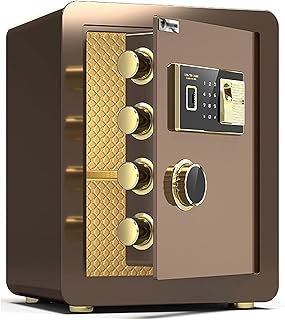 , Fireproof Waterproof Security Fingerprint Password Fireproof Steel Electronic Anti-Theft Home Office Filing Cabinet 6 Ways to Unlock for Home Office Cash Use (Gold