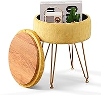 Vista 14 de Cpintltr Taburete de Terciopelo con Almacenamiento con Tapa Desmontable Redonda, Taburete de Sofá, Reposapiés con Asiento Acolchado, Estilo Moderno