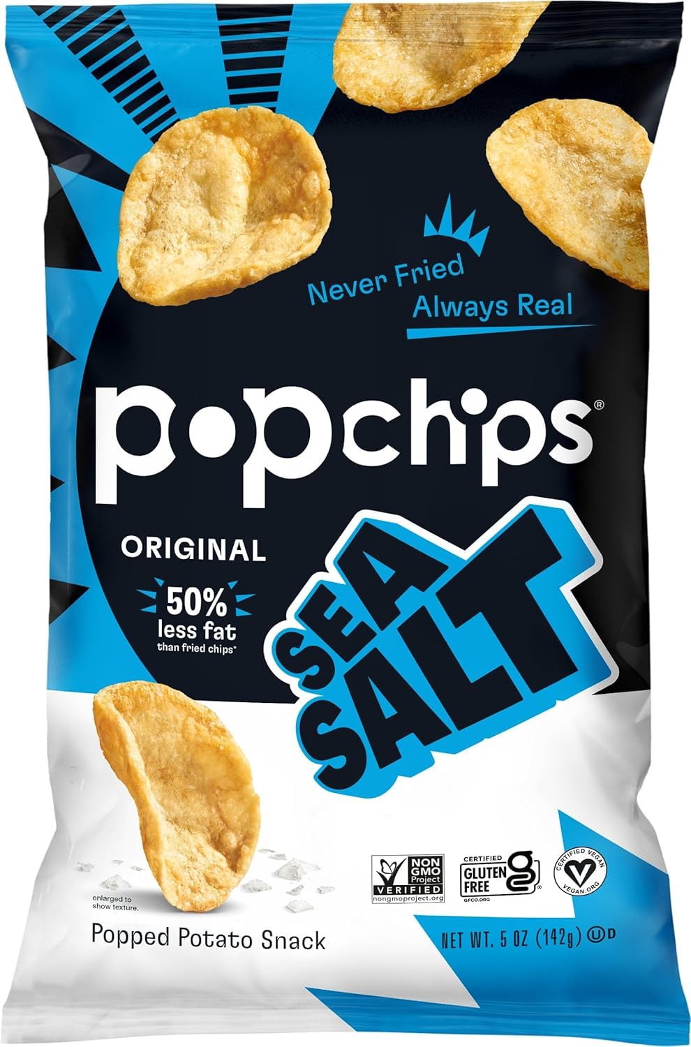 Popchips Potato Chips, Sweet Heat, Salt & Vinegar, Sour Cream & Onion, Sea Salt, Nacho, & BBQ, 5 Oz, 1 Each (Variety Pack)