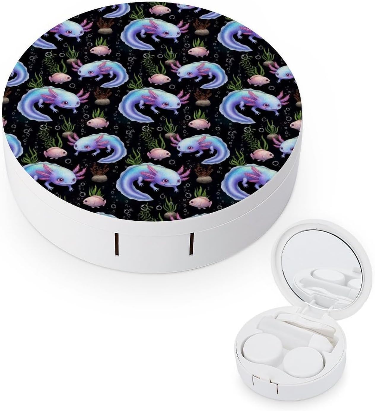 Contact Lens Cleaner Lovely Axolotls Axolotl Travel Size Portable Contact Case with Mirror Solution Bottle