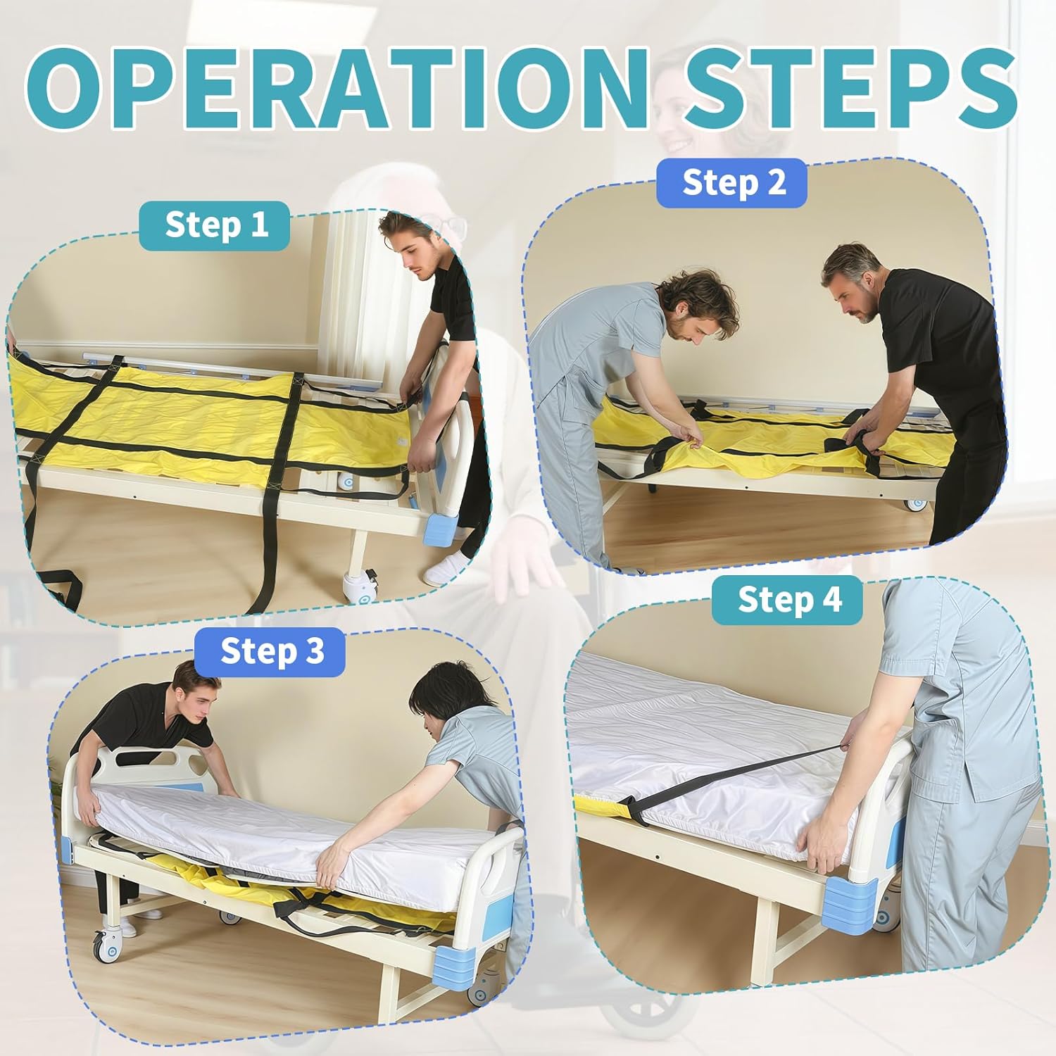 Emergency Evacuation Sheet for Hospital Bed – Fire Rescue Patient Transfer Sheet with Straps, Emergency Drag Mat for Elderly, Disabled & Nursing Home Safety,330 lbs Load Capacity