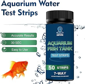 Aquarium Test Strips, 7-Way Aquarium Test Kit for Freshwater Saltwater,50 Strips Quick and Accurate Fish Tank Pond Test Strips,Test Nitrate, Nitrite, Chlorine,Hardness,Alkalinity, Carbonate, Ph