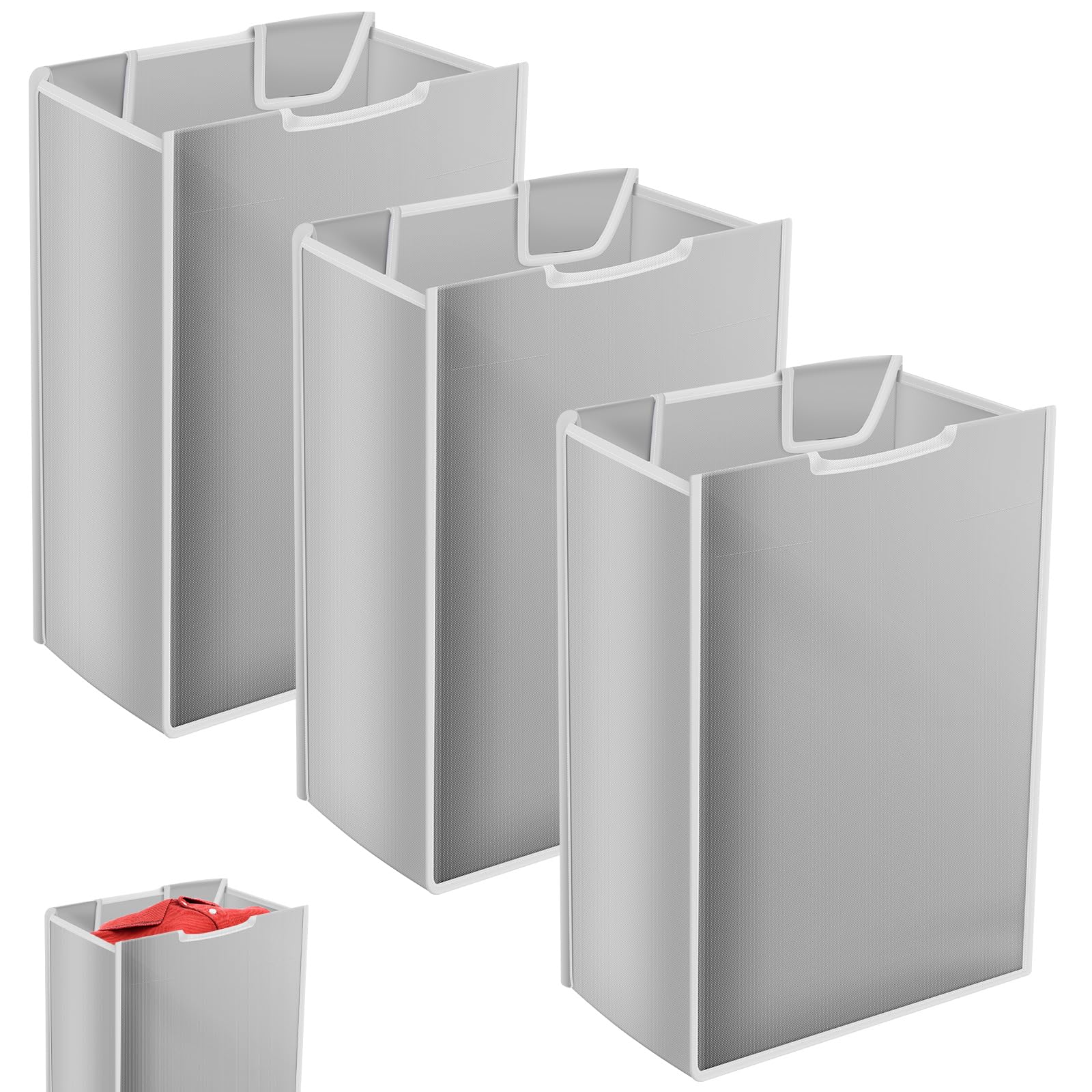 3Pcs Laundry Sorter Replacement Bag Laundry Hamper Liner Hamper Cart Removable Replacement Bags Laundry Storage Organizer Bag No Hook (grey)