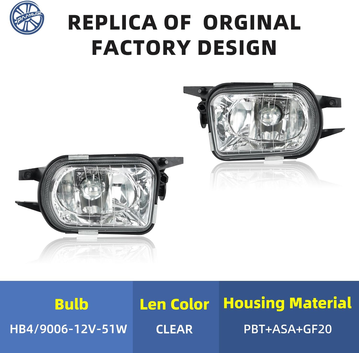 Fog Lights for Mercedes-Benz C/CL/CLK/SL/SLK Class (2001-2009) - AMG & Base Models with OE Fitment, SAE J583 Fog Lamps Replacement (Clear)