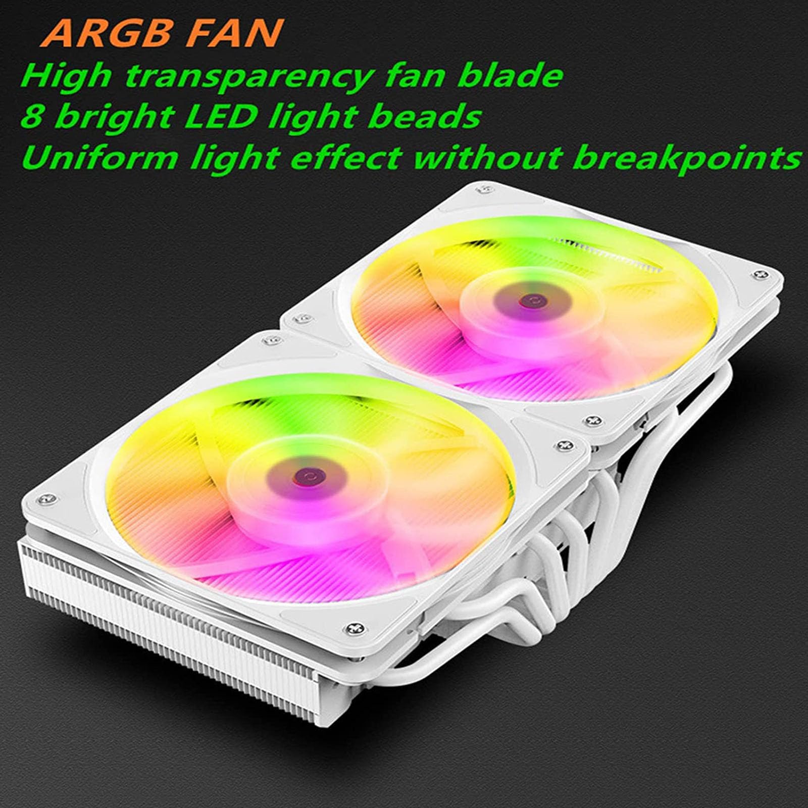 Funzionamento silenzioso Raffreddamento CPU top-down JF13K 7 tubi calore Radiatore ventola con cuscinetti idraulici 2x 120 mm per raffreddamento CPU per da gioco