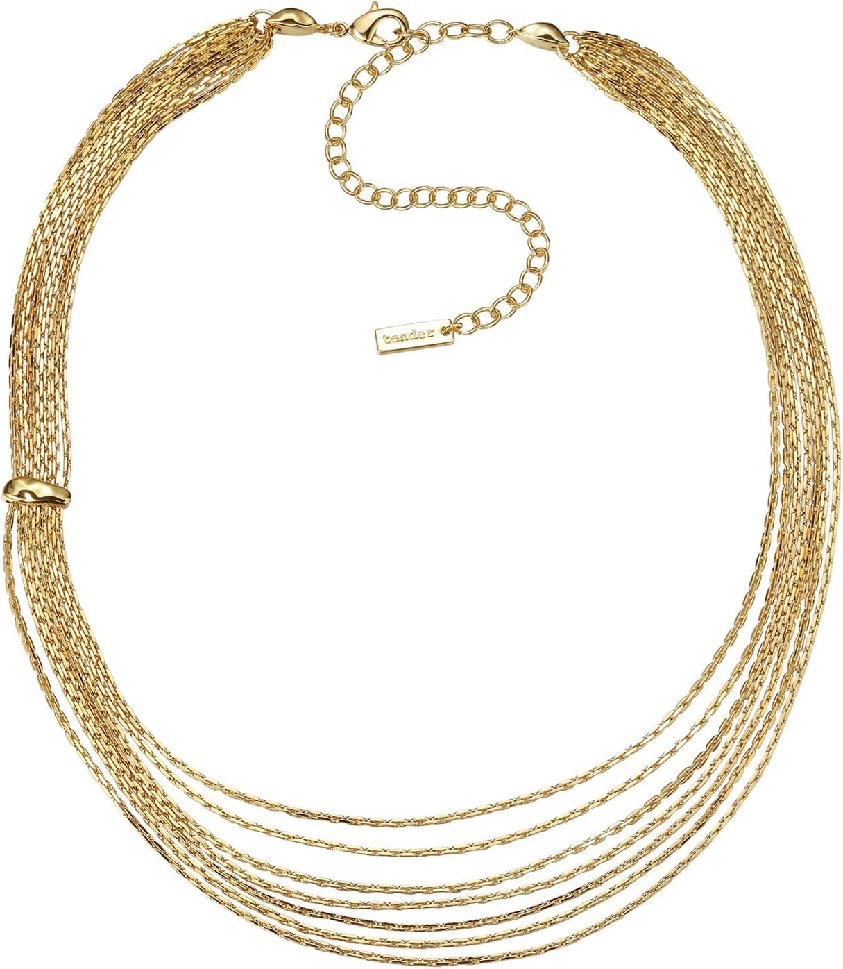 Gold Multi Strand Necklace, Layered Chain Choker Necklace, Adjustable Statement Jewelry for Women