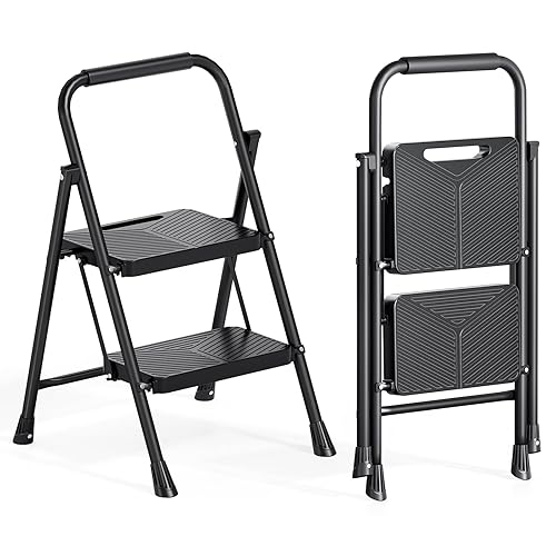 Urackify 2 Step Ladder, Folding Ladder for Multi-Purpose, Home, Kitchen,