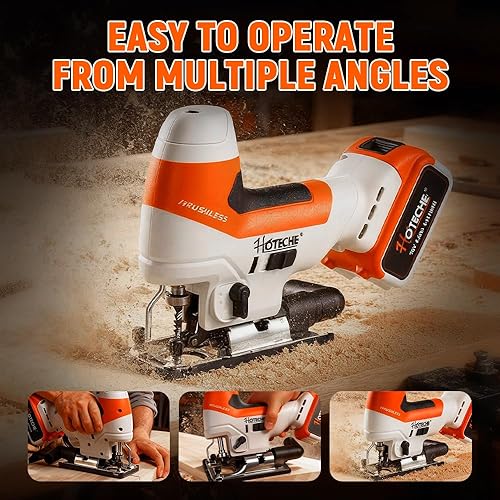 Miniatura 7 de Hoteche Rompecabezas inalámbrico sin escobillas, batería de 4.0 Ah, 1000-3000 RPM, carrera de 1.000 in, cambio rápido de cuchilla, 3 ajustes