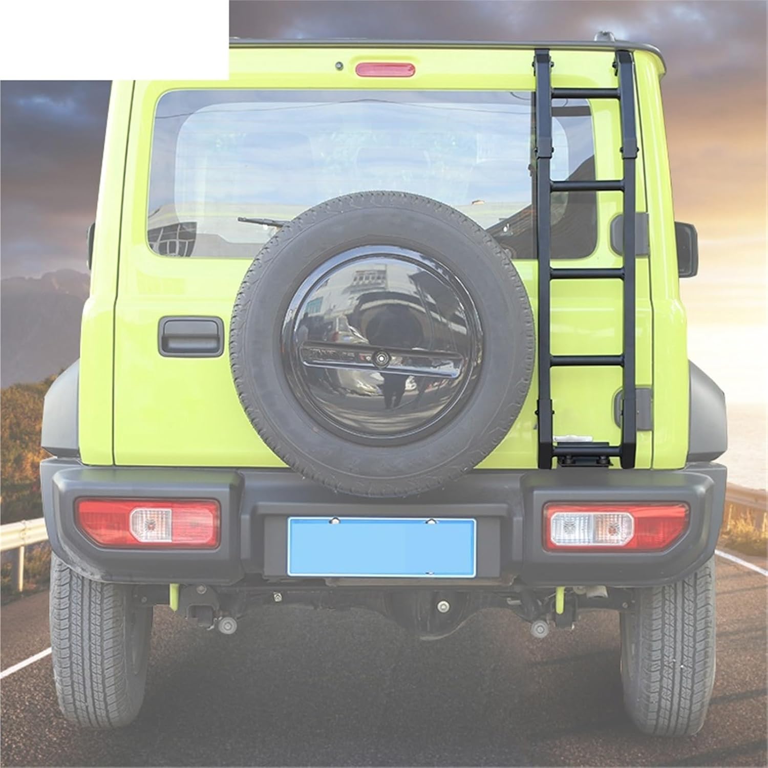 Exterior Tailgate Ladder Rear Door Tailgate Ladder Protective Frames Compatible with Suzuki Jimny 2019 Up(Black B)