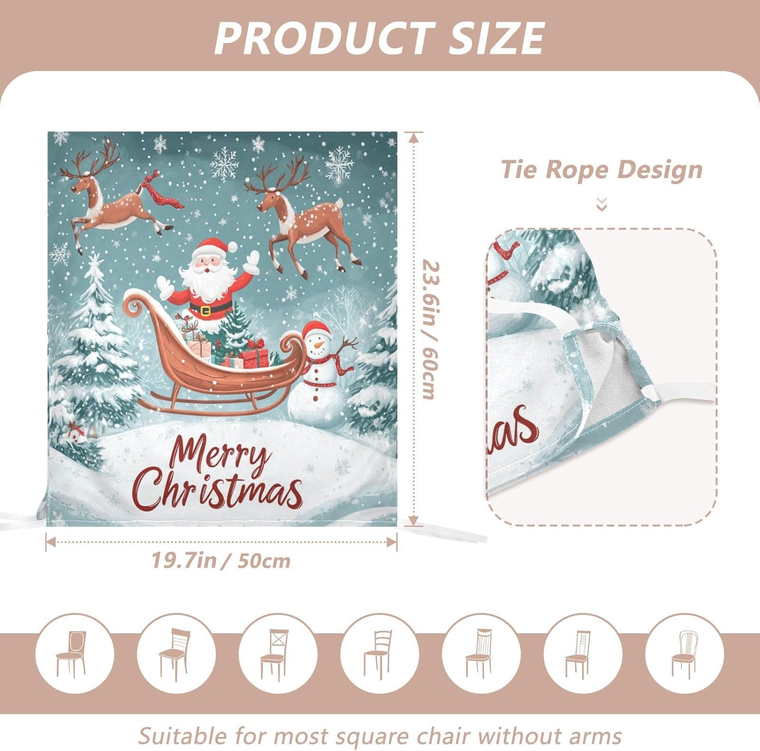 MNSRUU Christmas Chair Back Cover for Dining Room,Santa Claus Chair Slipcovers Set of 6, Snowman Chair Cover for Kitchen Hotel Holiday Party Decor,148