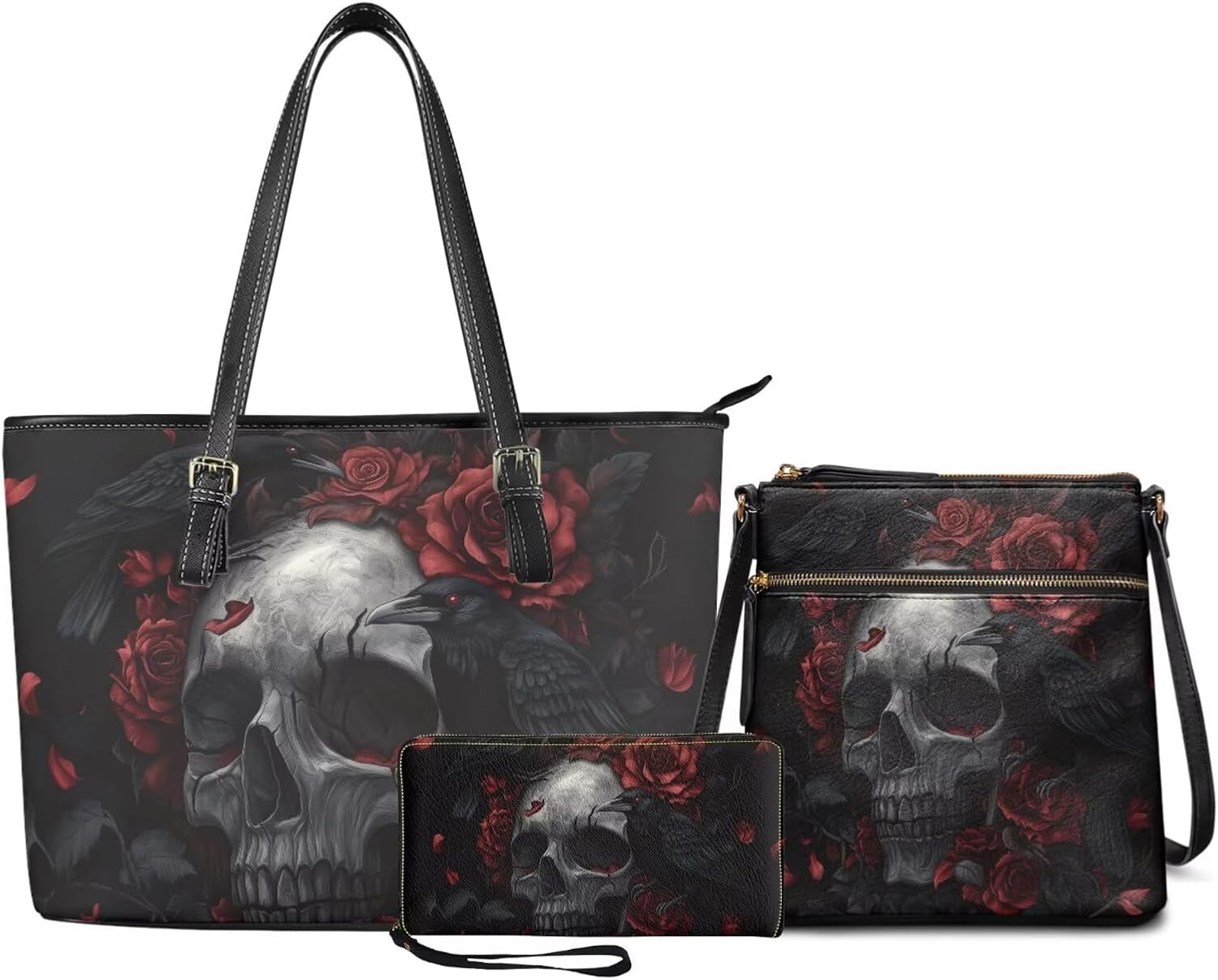 Crossbody Purses and Handbags for Women Leather Satchel Shoulder Bag Top Handle Bag 3PCS Tote Bag Wallet