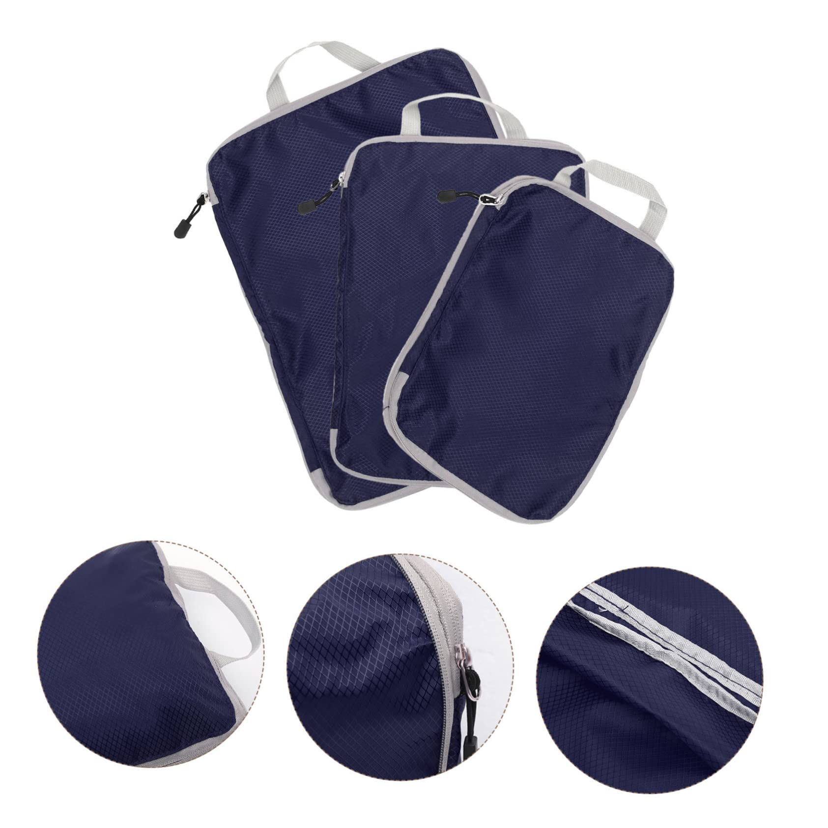 Set di 3 Sacchetti da Viaggio in Nylon Blu Navy per Organizzare