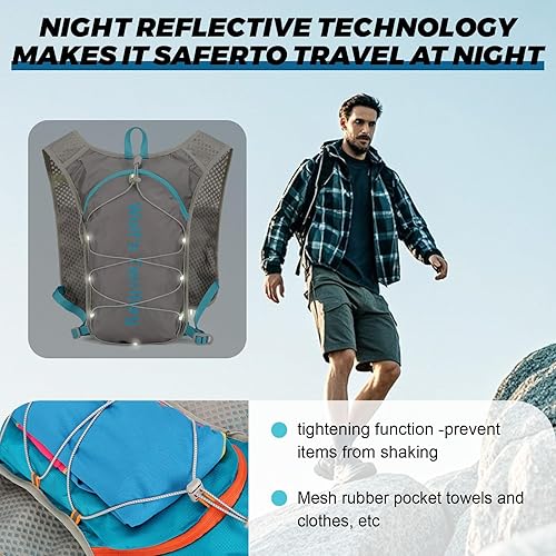 Miniatura 3 de Hydration Backpack with 2pcs 2L Water Bladder, Lightweight Water Backpack for Hiking, Hydration Vest with 2pc Wrist Braces and 1pc Head Band for