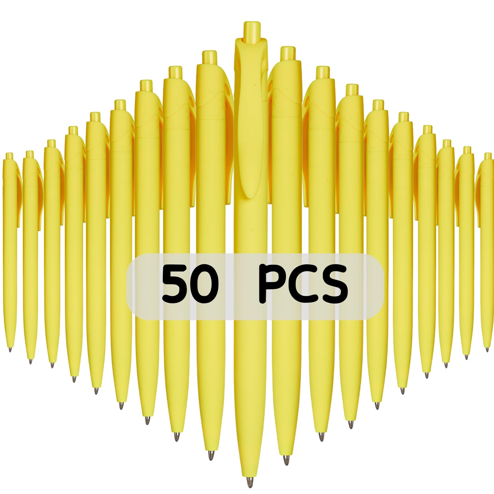Wiaziert BallPoint Pens, 50 Pack (BLACK Ink),Bulk Pens, Yellow Barrel,Click Pens for Office Home and School, Retractable Ballpoint Pens, Medium Point, 1.00MM (Yellow)
