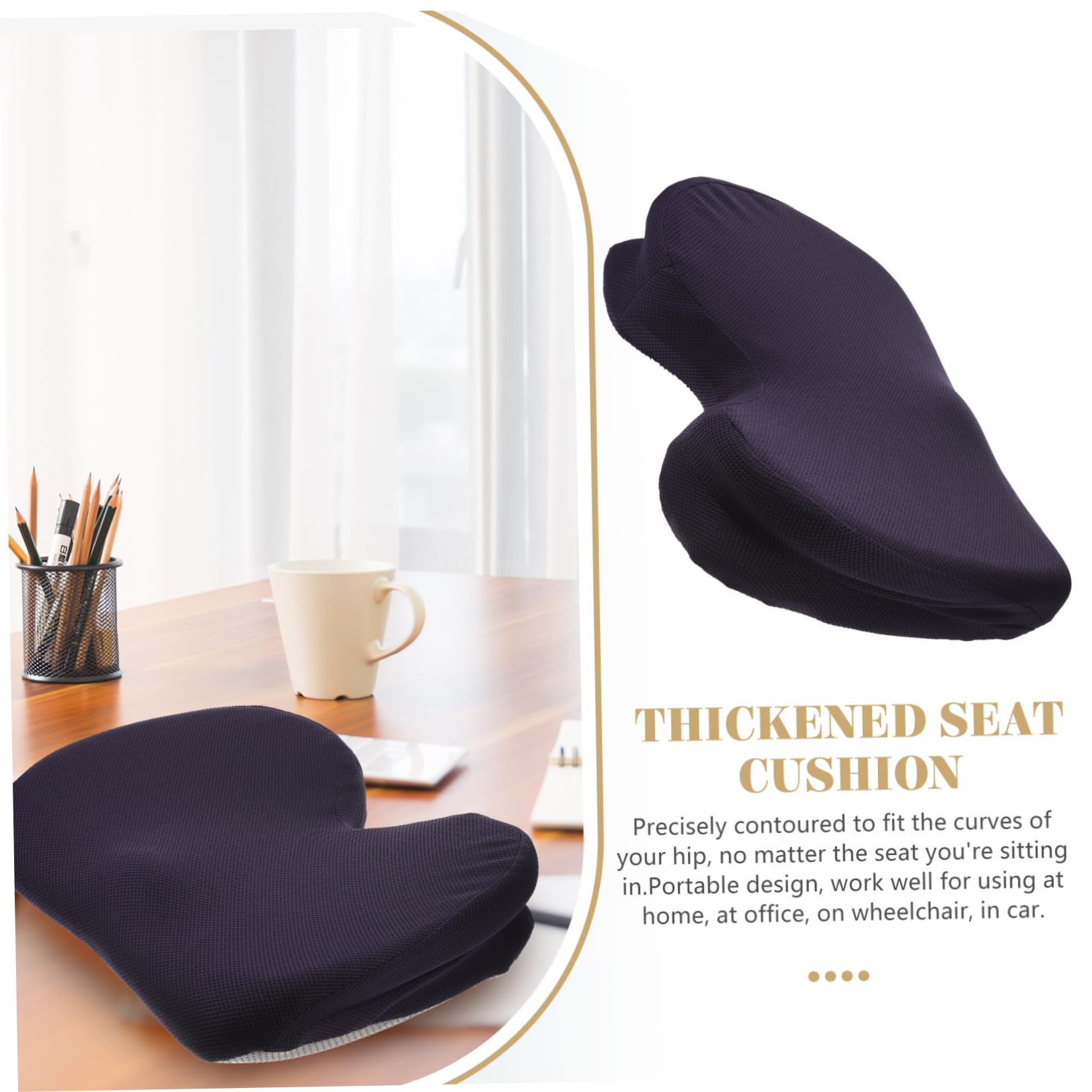 Coussin de Coccyx Orthopédique en Mousse à Mémoire, Soulagement Pression, Respirant, pour Bureau et Fauteuil Roulant, Bleu