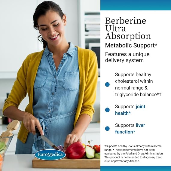 EuroMedica Ultra Absorption - Brain & Liver Health Support Supplement - Ultra-Absorption Support Supplement with Indian Barberry Root Extract - Vegan Capsules Aid Metabolic Health - 60 Capsules