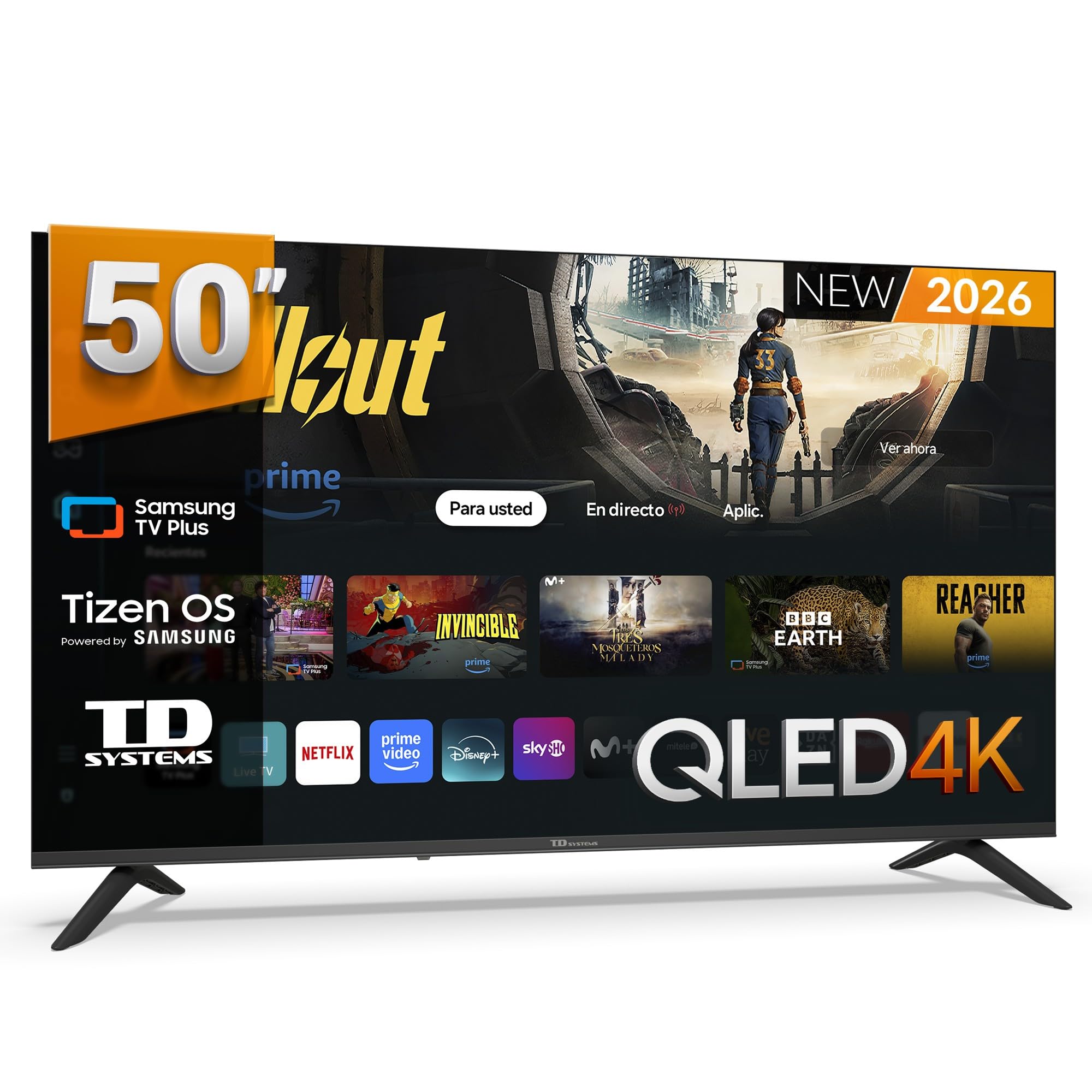 TD Systems - Smart TV 50 Pulgadas QLED 4k Samsung TV Tizen OS 8.0. Triple Tuner 