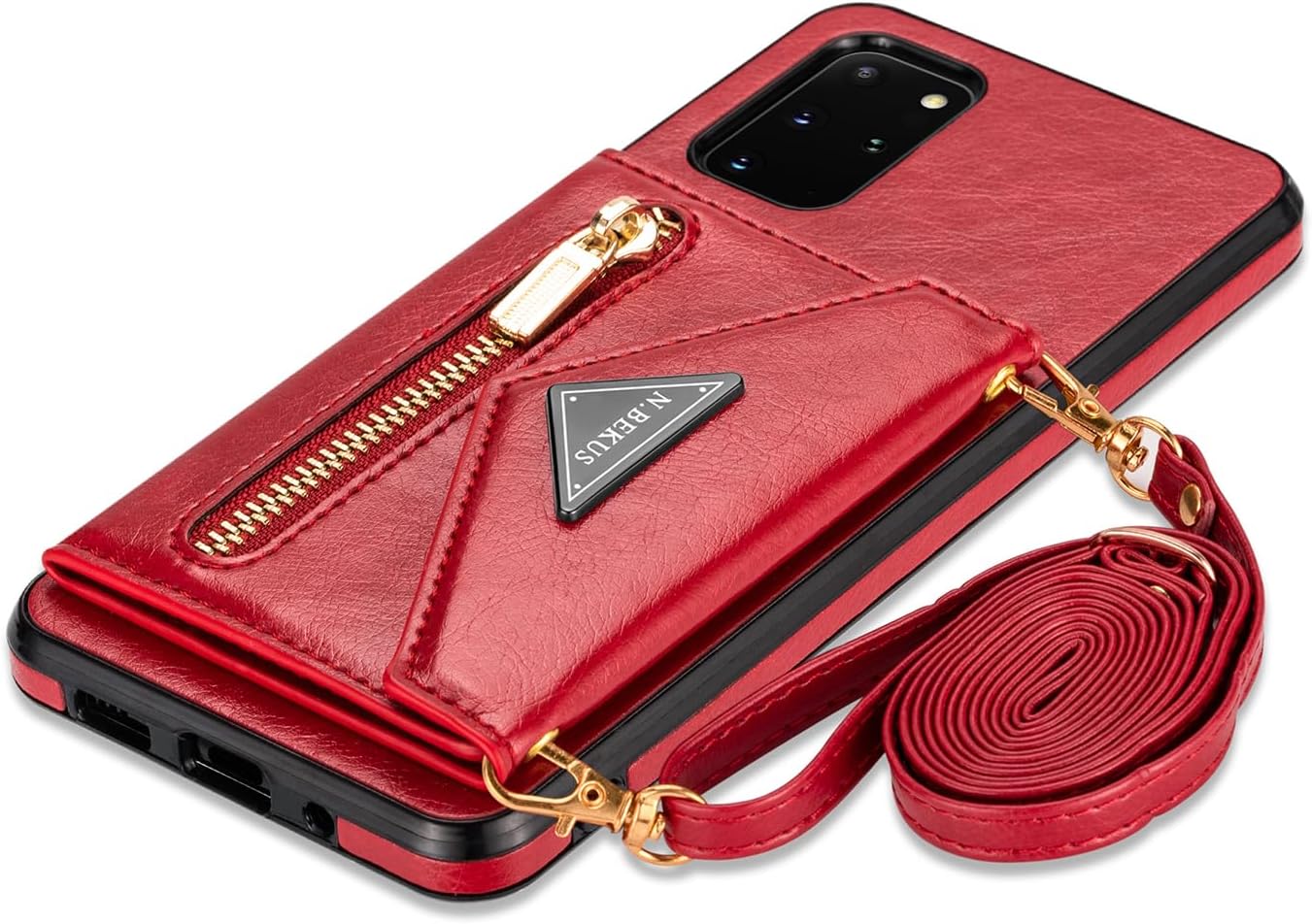 Wallet Case for iPhone 17 Pro Max, Matte Leather with Viewing Stand Camera Lens Protection Shockproof 4 Card Holders Cover with Shoulder Straps Zipper case Cover