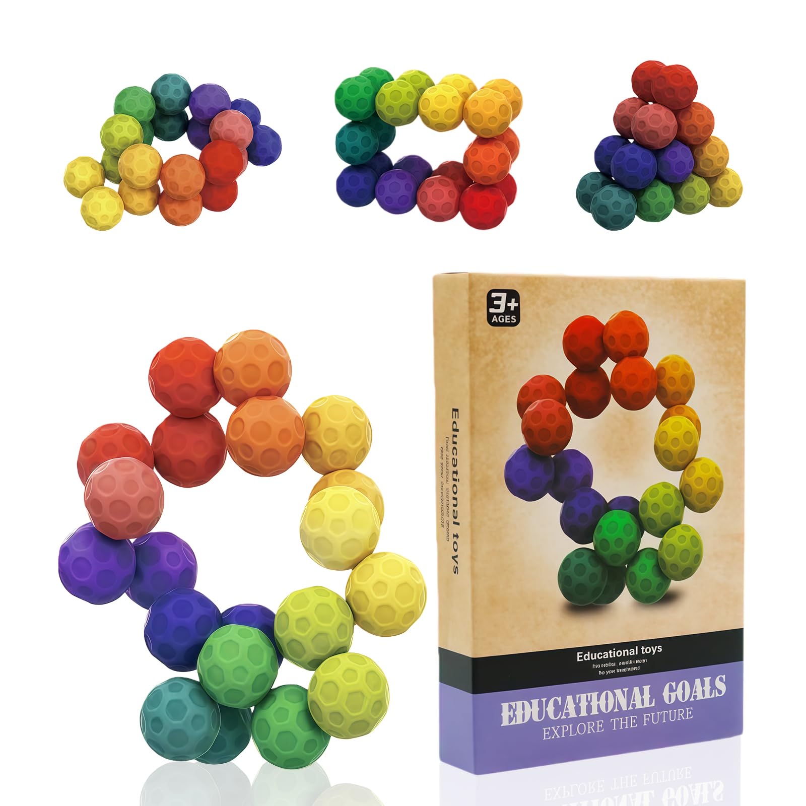 Briocht Sensory Fidget Toys for Kids, Rainbow Stress Relief Balls and Quiet Popper Toys for Autism and ADHD