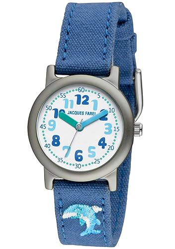 JACQUES FAREL Öko Kinderuhr Mädchen Armbanduhr mit Stoffband aus Bio-Baumwolle