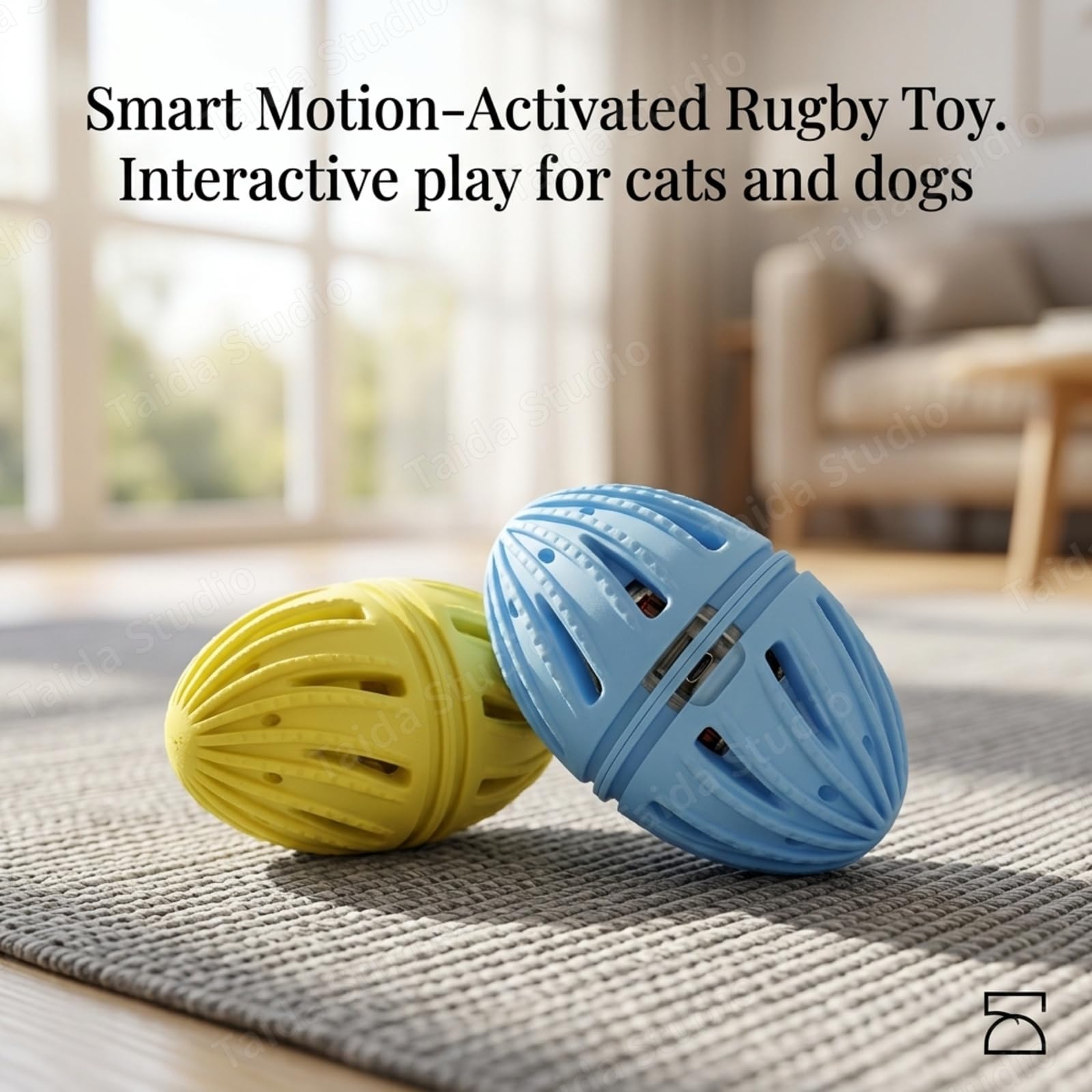 Balle de dentition automatique en TPE pour chien avec activation par le | Capteur intelligent ; crêtes de nettoyage dentaire ; construction durable sans danger pour les morsures ; convient aux races