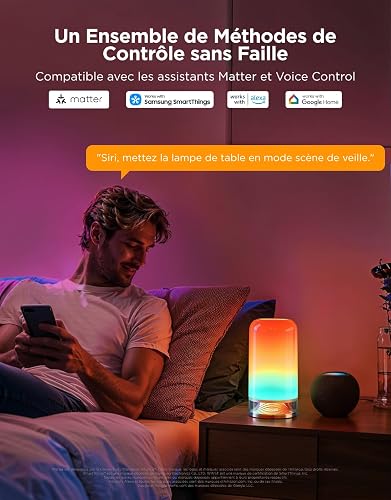 Govee Bedside Touch Table Lamp, Night Light Kids LED RGBICWW Works with Matter and Alexa, Music Sync, 70 Scene Modes, Timer, 2700-6500K Night Lamp for Bedroom, Kids, Living Room Decor(Corded Electric) - 4