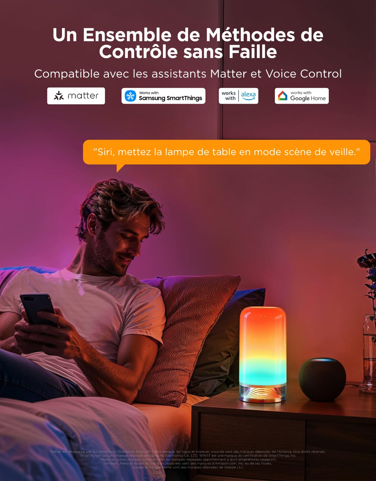 Govee Lampe de Chevet LED RGBICWW, Lampe de Table Tactile Dimmable 500lm | 70+ Modes Scène Colorés,Compatible avec Alexa Matter, 2700-6500K Réglable，Music Sync et DIY, Pour salon, chambre et fêtes