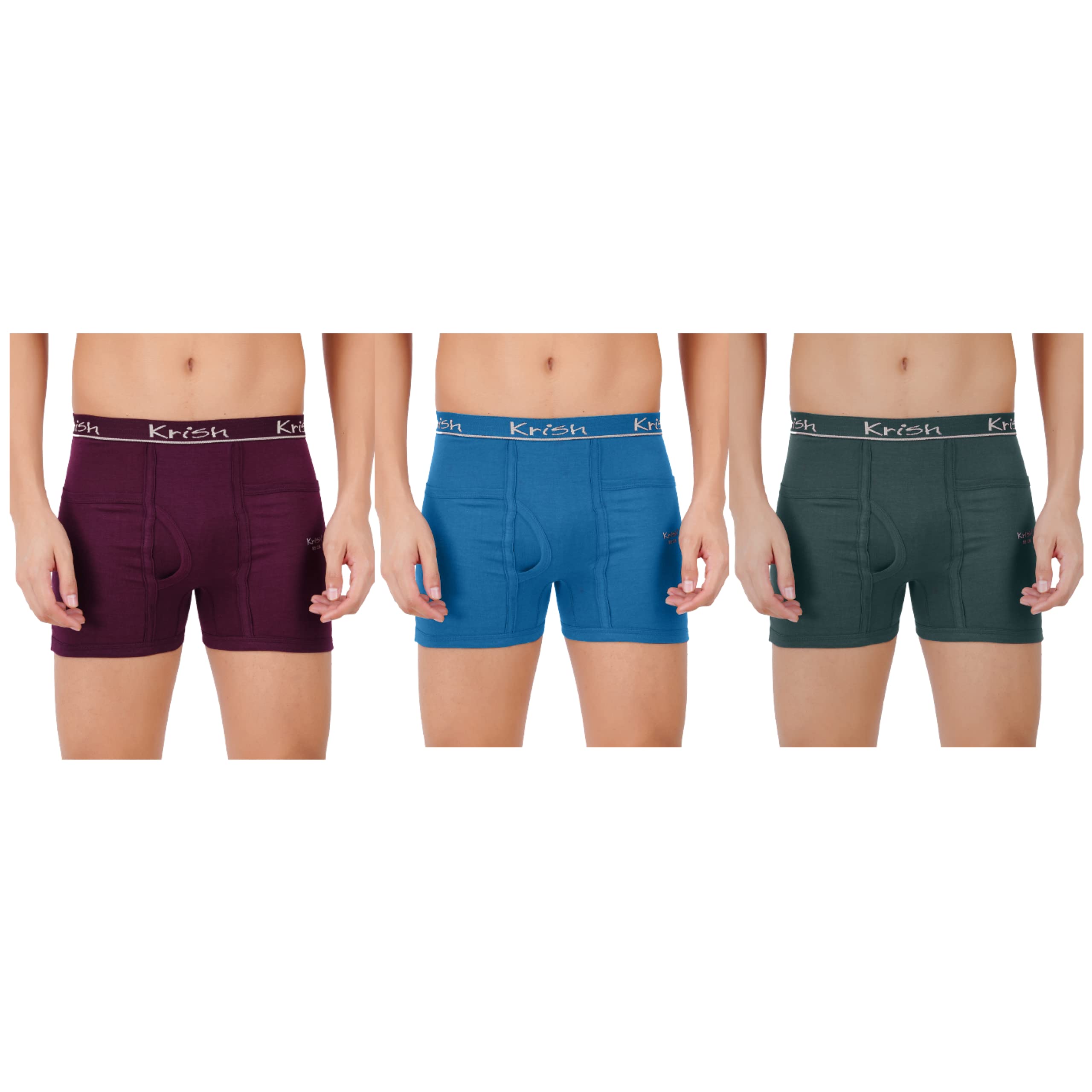 Men's Cotton Pocket Trunks Outer Elastic Innerwear Combo (Pack of 3) - Multicolor-picture-10