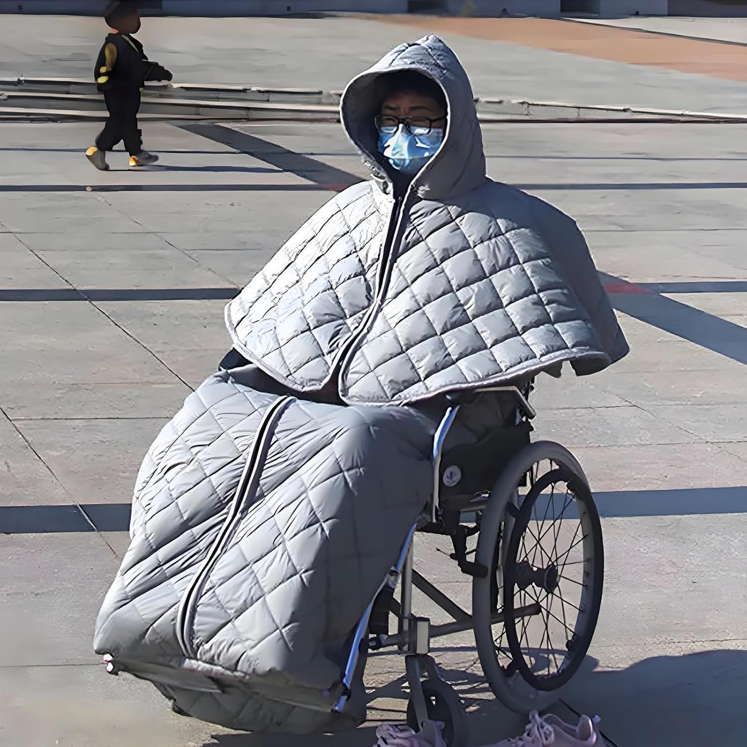 Funda de cuerpo completo para silla de ruedas, manta cálida con cremallera, incluye fundas para zapatos y guantes antimanchas, forro de lana para pacientes y personas con discapacidad