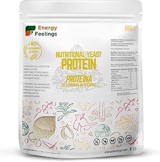 Energy Feelings Proteine in Polvere Vegane di Lievito Nutrizionale 500g, Proteine Vegetali in Polvere Senza Lattosio e Glutine 80%, Aumento della Massa Muscolare, Gusto Vaniglia Senza Edulcoranti