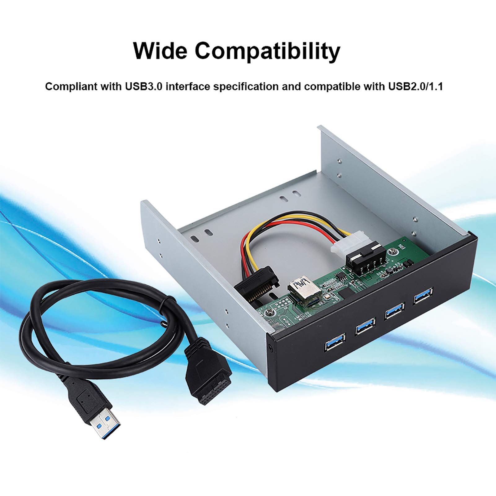 Pannello frontale con hub a 4 porte USB 3.0 da 5,25 pollici, 19 pin, per lettore CD; baia di espansione per unità ottica USB 3.0 con hub a 4 porte; rack mobile per CD-ROM per PC