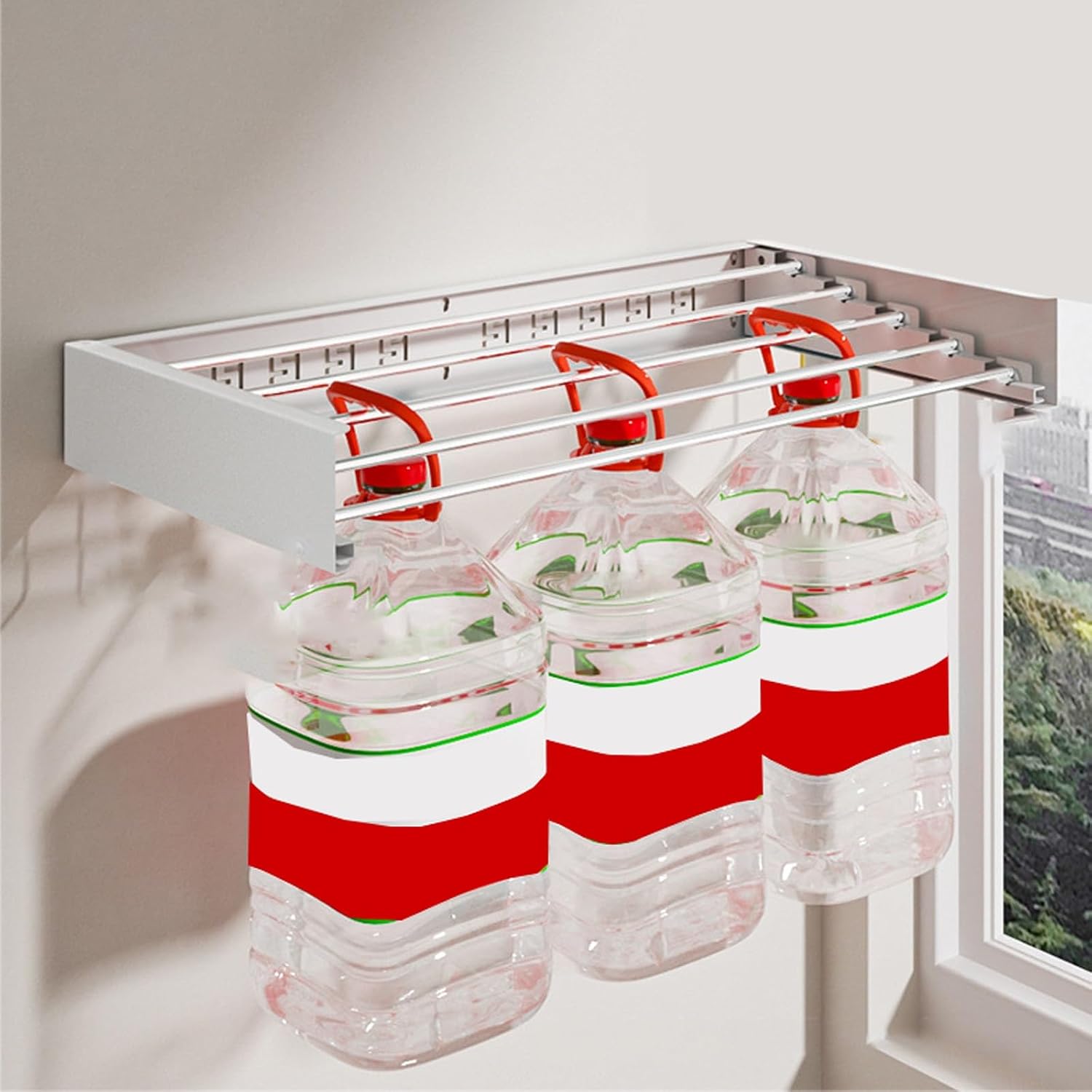 Retractable Wall-Mounted Clothes Drying Rack, 80cm & 100cm, Invisible Folding nizer, Space-Saving Towel Rack for Laundry Room, 2-Piece Set, Black h