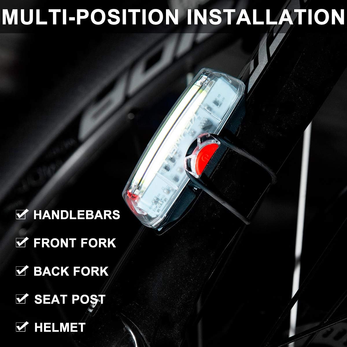 Bike Front Light USB Rechargeable-Super Bright LED Bicycle Headlight with Low Battery Indicator and Modes Memory Functions-Powerful Lumens for Cycling Safety Flashlight (White)