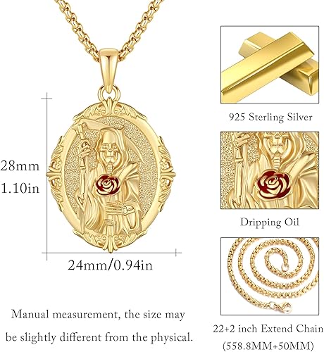 Vista 61 de Collar con colgante de plata de ley 925 con medalla de San Patrón, joyería religiosa para hombres y mujeres, con cadena de acero inoxidable 316L