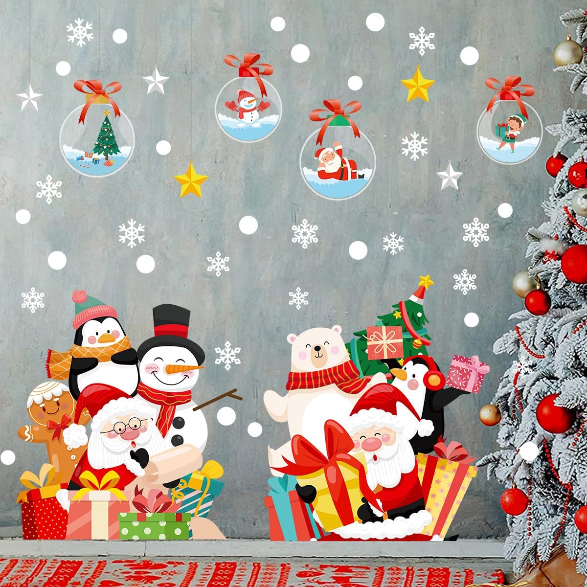 GGBOY Christmas Wall Decals, Christmas Wall Stickers Removable, Christmas Wall