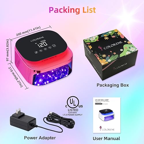 Miniatura 6 de Lámpara de uñas LED UV inalámbrica, 60 W, lámpara de uñas recargable de 60 W, lámpara de uñas inteligente con sensor automático con pantalla LCD,