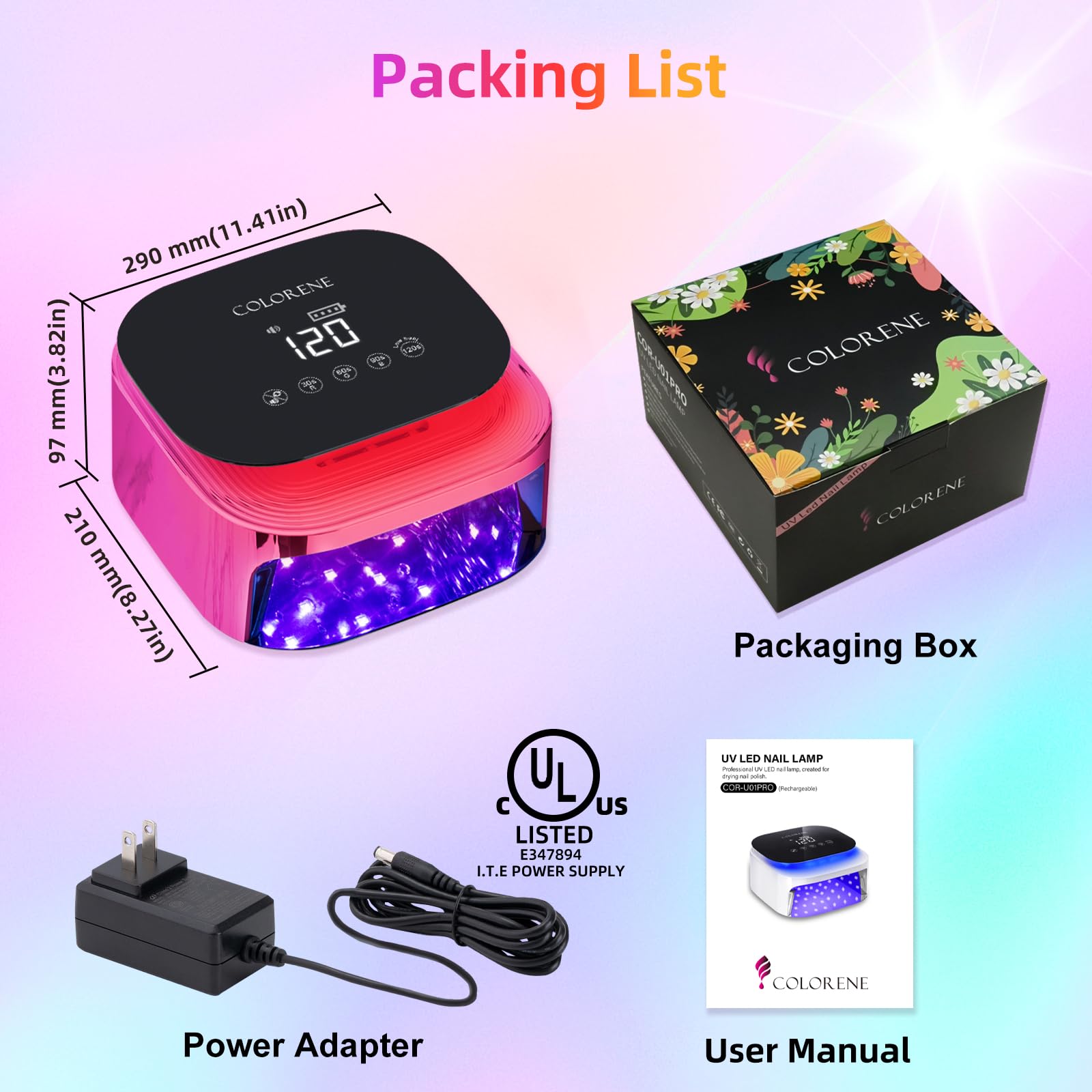 Amazon | コードレス UV LED ネイルランプ、60W 充電式ネイル