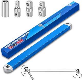 Ratsche for fork keys, torque fork wrench, extended tight spanner spanner wheel nut wrench, with 1/2", 1/4" and 3/8" square adapter drive sleeves.