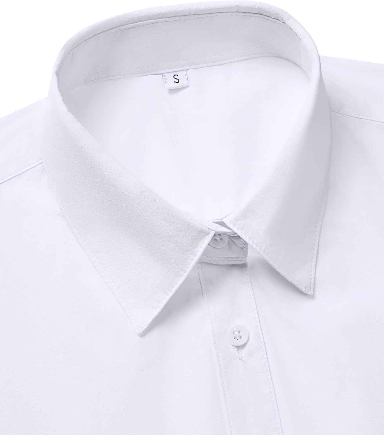 siliteelon Dress Shirts for Women Short Sleeve Cotton Button Down Shirt Basic Button Up Shirt Collared Shirts Work Shirt - Image 3