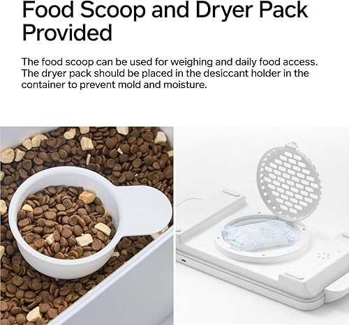Miniatura 7 de pidan Almacenamiento de alimentos para mascotas al vacío con escala, cubo hermético para alimentos secos para mascotas de 17 libras, contenedor
