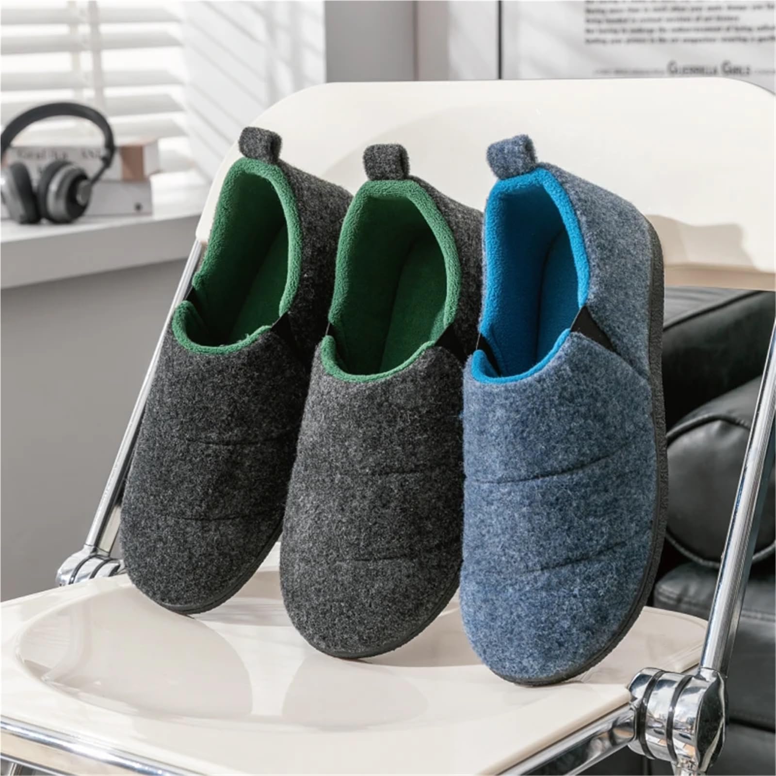 Ciabatte Uomo Pantofole da casa invernali uomo in cotone, calde e soffici, interno, casual, antiscivolo, for esterni